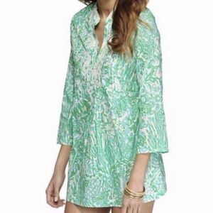 LILLY PULITZER Sarasota Tunic “Bungle In The Jungle” Green Floral -Medium - EUC
